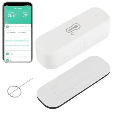 Imagen de EPLZON Termómetro higrómetro inteligente WiFi, sensor de temperatura humedad para interiores exteriores con alarma notificación aplicación remota Compatible Alexa y Google Home(1 Piezas)