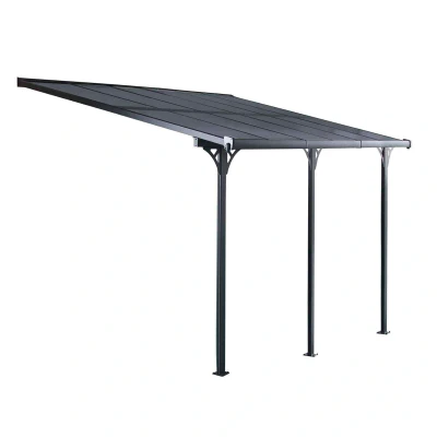 Imagen de Gardiun Pérgola de Pared Elliot 13 m² 435x300x225/270 cm en Aluminio y Paneles Policarbonato Anti UV Pórticos Ajustables