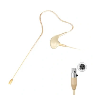 Imagen de KIMAFUN Micrófono de Diadema Headworn un Solo sobre Orejera Colgante Condensador Compatible con el Transmisor Bolsillo del Sistema Inalámbrico, Conector Mini XLR TA3F, Beige, HC 830 D3