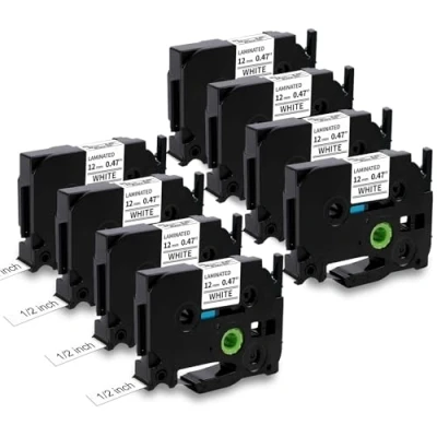 Imagen de 8x MarkField Compatible Cinta de etiqueta Reemplazo Brother P touch TZe 231 TZ Cassette 12mm x 8m para PT D200 D400 E110 1000 1005 1010 1080 H101C H105 H107 H108 Cubo, Negro sobre Blanco