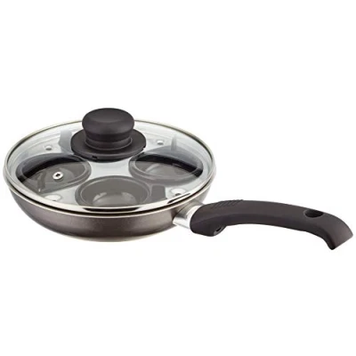 Imagen de Judge Essentials JDAY 036 Sartén antiadherente para freír de Teflon con escalfador cuatro huevos Tapa cristal válvula escape y mango que no se calienta Garantía 5 años 20 cm