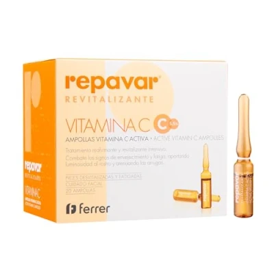 Imagen de Repavar Revitalizante Vitamina C Activa para el Cuidado Facial Previene Envejecimiento Tratamiento Reafirmante y Intensivo 20 Ampollas de 1 ml