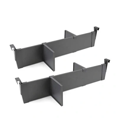 Imagen de Emuca Juego de separadores cajones ajustables, accesorios organizadores divisores para cajones, 600mm, aluminio, gris antracita.
