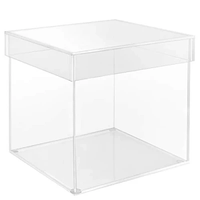 Imagen de Belle Vous Caja Metacrilato 5 Lados Cubo de Acrílico Transparente con Tapa Organizador 15 x cm A Prueba Polvo Almacenaje Sobremesa para Coleccionables, Juguetes, Maquillaje