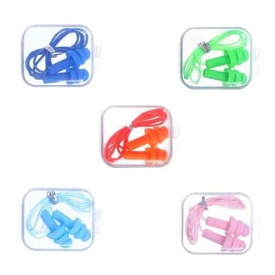Imagen de 5 Pares con Cuerda Tapones para Oídos de Silicona, Reutilizables Reducir Ruidos, los Dormir a Prueba Agua Natación, Protección Auditiva