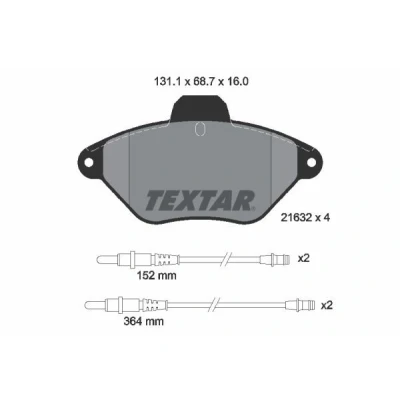 Imagen de TEXTAR 2163201 Juego de pastillas freno con contacto avisador desgaste accesorios CITROËN: Xantia Hatchback, Familiar