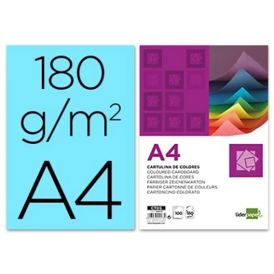 Imagen de Liderpapel 180G/M2 Cartulina, A4, Azul (Celeste)