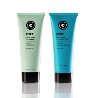 Imagen de COCUNAT Pack Pure Acondicionador y champú de volumen brillo Sin grasa Añade no pesa el cabello silicona 200 ml, ml