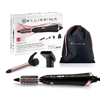 Imagen de Bellissima Ceramic Air Moldeador de aire caliente 3 en 1, para cabello corto y medio, 800 W, moldeado secado, revestimiento cerámico, 2 combinaciones aire/temperatura, chorro frío
