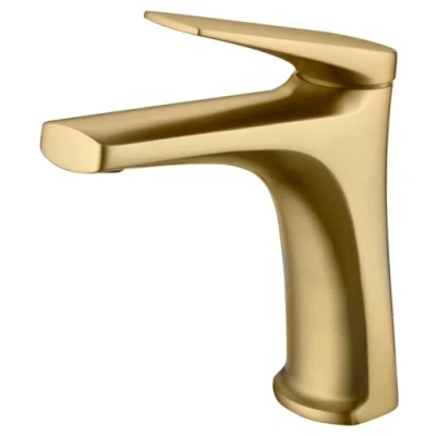 Imagen de MICE Grifo monomando para lavabo fabricado en latón Griferia Baño de lavamanos agua Caliente/Fria (Oro Cepillado)