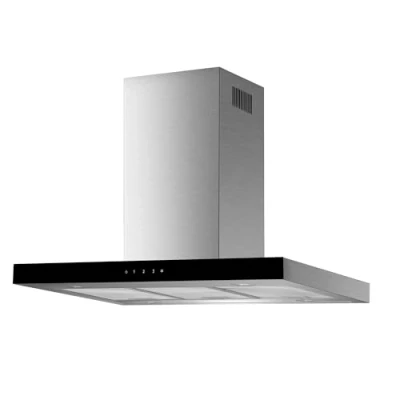 Imagen de Respekta campana extractora / de isla 90 cm carcasa acero inoxidable con pantalla vidrio en negro función extracción y recirculación aire CH44099GISAM A 5873 dB