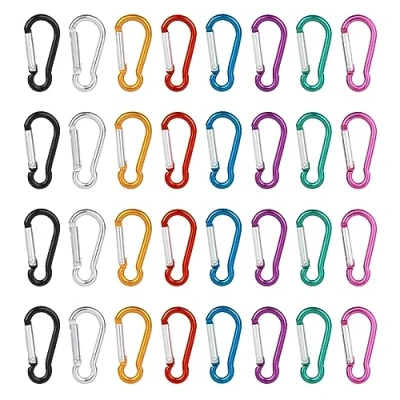 Imagen de VFANDV Mosqueton, 32 Piezas Mini Mosqueton Aluminio Llavero 8 Colores Mosquetones Pequeños Compacta Ligera para Mochileros Camping Pesca Viajes (3,5 x 40 mm)
