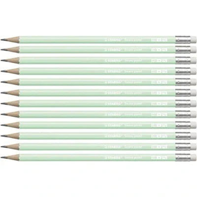 Imagen de Lapices de grafito con goma stabilo swano mina 2,2 mm dureza hb verde pastel