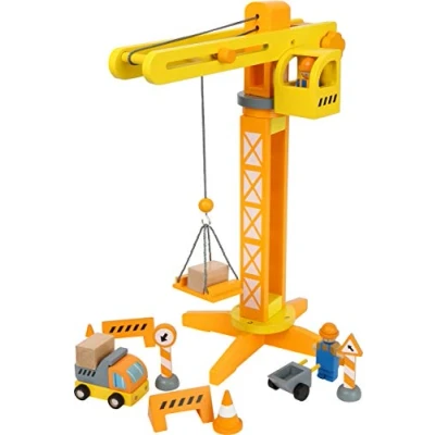 Imagen de Small Foot Grúa de construcción con Accesorios construcción, Juego Madera para niños, 100% Certificado FSC® a Partir 3 años Nro. artículo: 12007