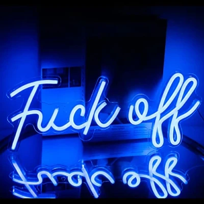 Imagen de Fuck Off Letrero de Neón Palabra Azul LED Letreros Luz Para Pared Luces USB Acrílico Dormitorio lámpara Decoración Pub el Hogar 17&#039;&#039;x8&#039;&#039;