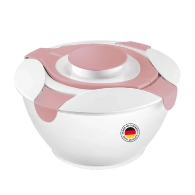Imagen de Westmark recipiente para ensalada con asas de transporte y contenedor aderezos, capacidad: 6,5 litros, plástico, Praktika, transparente/blanco/rosa, 2422227P