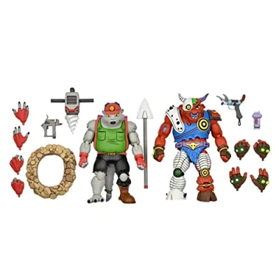 Imagen de NECA TMNT Cartoon Dirtbag/GROUNDCHUCK 2 Pack Estatuas, Multicolor (81893)