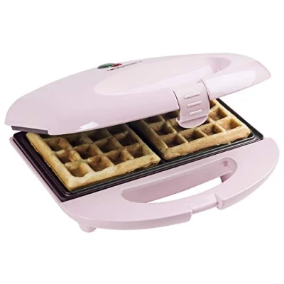 Imagen de Bestron Gofrera, maquina de gofrera Bruselas diseño retro, con revestimiento antiadherente, Colección Sweet Dreams, 700 vatios, color: rosa
