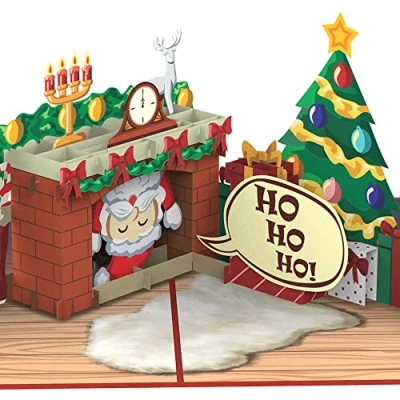 Imagen de papercrush® Tarjeta de Navidad PopUp Papá Noel en la chimenea Divertida 3D para niños, mujeres y hombres felicitación hecha a mano con sobre novia