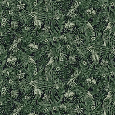 Imagen de Papel pintado De La Selva Greenery A.S. Création tejido no 10.05 m x 0.53 Verde Negro Fabricado en Alemania 372101 37210 1