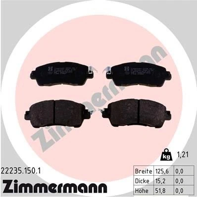 Imagen de ZIMMERMANN 22235.150.1 Juego de pastillas freno con avisador acústico desgaste Foto correspondiente a la entrega MAZDA: 2 Hatchback