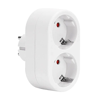Imagen de Aigostar Adaptador Enchufes Europeos con 2 Tomas.Enchufe de Pared.Con Protección Infantil,16A,250V,Blanco,Paquete 5
