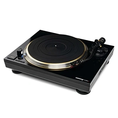 Imagen de Reloop Turn 5 Plataforma giratoria HiFi controlada por cuarzo con un potente accionamiento, Hi Tech Ortofon 2M Red, negro oro