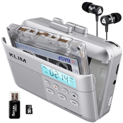 Imagen de KLIM K7 Reproductor Cassette + Conversor de a MP3 Walkman Player Portátil con Micrófono y Altavoz Integrados Batería Recargable Auriculares Tarjeta SD 16 GB