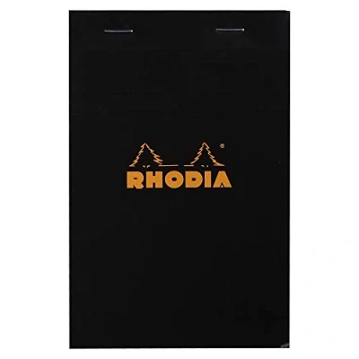 Imagen de Clairefontaine ES RHODIA 142009C Bloc Notes Agrafé N14 Black 11x17 cm Petits Carreaux 80 Feuilles Détachables Papier Blanc g/m² Couverture en Carte Enduite Souple et Résistante Basics