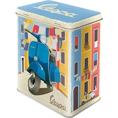 Imagen de Nostalgic Art Caja metálica retro L, Vespa Laundry Idea de regalo para amantes as scooters, Lata grande detergente, Diseño vintage, 3 l