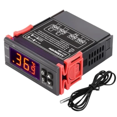 Imagen de Controlador de Temperatura AC 110V 220V, termostato Digital Multiusos STC 1000 con sonda Sensor Temperatura, Pantalla centígrada y Fahrenheit, Calor/frío