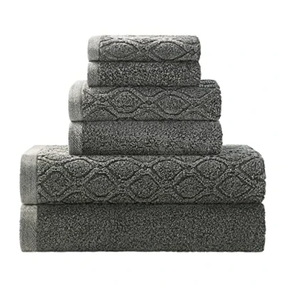 Imagen de Superior Denim Wash 100% Cotton 550 GSM 6 Piece Bath Towel Set, 2 Face, Hand, Towels, Ideal for Bathroom, Kitchen or Beach, Quick Dry, Jacquard &amp; Solid, Mid Weight, Grey