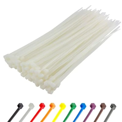 Imagen de Gocableties Bridas plastico blancas para cables 100 Piezas 200 mm x 7,6 Tensión de rotura 54,4 kg Máxima dureza Resistentes a los rayos