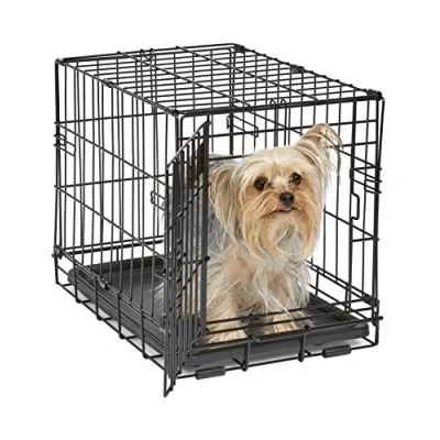 Imagen de MidWest Homes for Pets iCrate modelo 1518 Jaula para perros recién óptimizada, con una sola puerta, bandeja a prueba de fugas, patas protectoras, longitud 45,72 cm, color negro