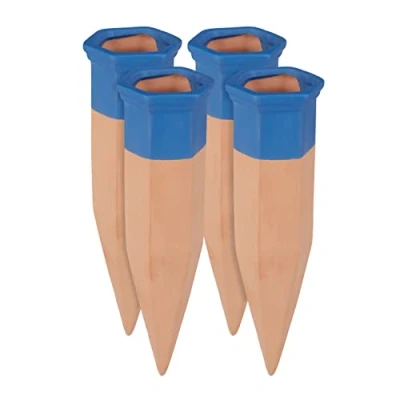 Imagen de Relaxdays Conos de autorriego, Ayuda riego automático, Para botellas 1,5L, 19 cm, 4 Uds., Terracota &amp; Azul
