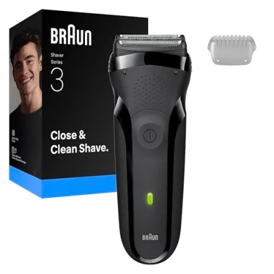 Imagen de Braun Afeitadora Eléctrica Hombre Series 3, Máquina De Afeitar Barba En Seco Y Mojado, 2 Láminas, 30 Min Autonomía, Carga Rápida, 300S, Gris