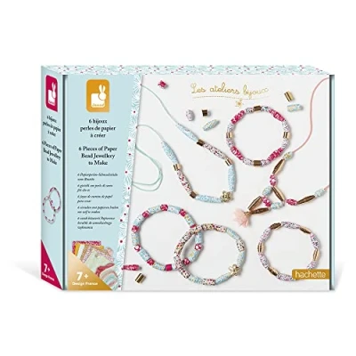 Imagen de Janod Estuche 6 Joyas Cuentas de Papel 2 Collares y 4 Pulseras Les Ateliers Bijoux Actividades Creativas Arte Manualidades Destreza Concentración A partir 7 Años, J07934