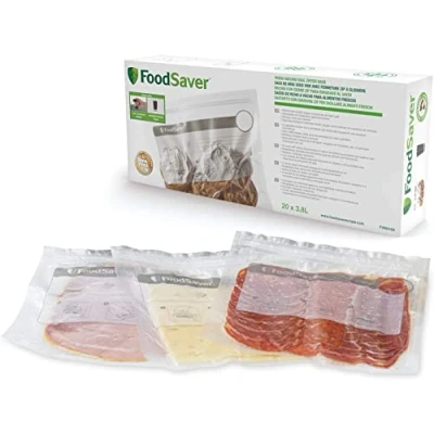 Imagen de FoodSaver bolsas de envasado al vacío reutilizables con cierre hermético Para dispositivos envase alimentos Sin BPA 3,8 litros Paquete 20