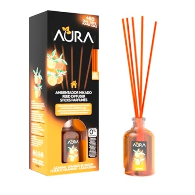 Imagen de AURA Ambientador Mikado con Varillas Larga Duración 8 Semanas 0% Alcohol 50ml Azahar