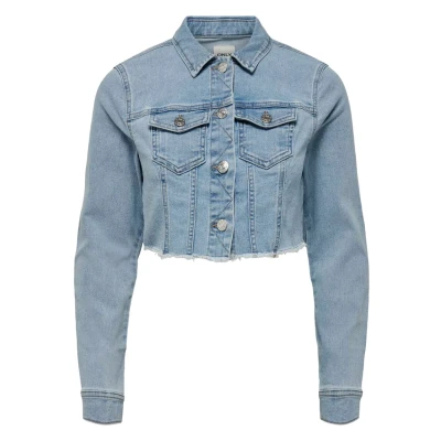 Imagen de ONLY Onlwonder LS Cropped Dnm Gua Chaqueta Vaquera, Mezclilla De Color Azul Claro, XL para Mujer