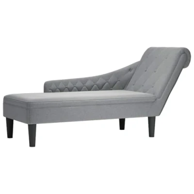 Imagen de vidaXL Tumbona con Almohada y reposabrazo Derecho Tela Gris Claro, sillón, diván, Silla de salón, sofá Silla, Tumbona, diván salón