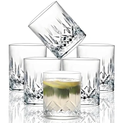 Imagen de VEILEDGEM [Look like Glass Juego de 6 vasos plástico Tritan 9 onzas, aptos para lavavajillas, sin BPA, irrompibles, acrílicos, agua reutilizables Highball