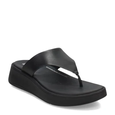 Imagen de FitFlop F Mode Leather Platform Toe Post, Sandalias con cuña Mujer, Todo Negro, 42 EU