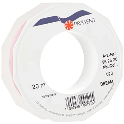 Imagen de PRÄSENT cinta embalar DREAM con borde de alambre rojo viejo, 20 m colores para regalos, 25 mm ancho, envolver decoraciones, manualidades y aplicaciones