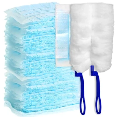 Imagen de 50 piezas de plumero magnético para polvo Swiffer, microfibra con 2 asas y suciedad
