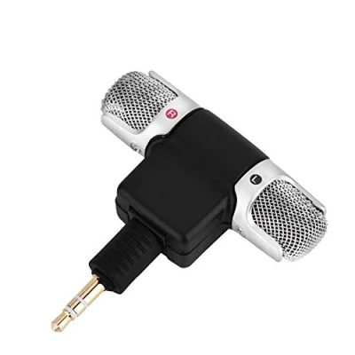 Imagen de Topiky Micrófono de Condensador estéreo Mini grabación radiodifusión Estudio con Conector 3,5 mm Chapado en Oro Jack para PC Cámara MD portátil