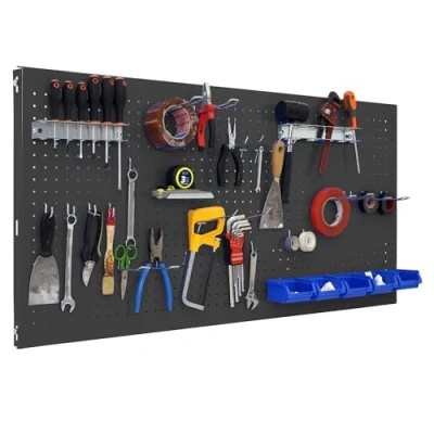Imagen de Simon Rack Panel Herramientas Pared, Organizador Herramientas, Incluye 22 Ganchos y 8 Soportes, 1500x600 mm, Antracita Simonwork