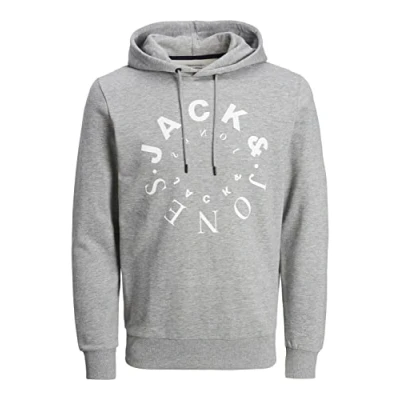Imagen de JACK &amp; JONES Jjwarrior Sudadera con Capucha, Mezcla Gris Claro/Estampado: Grande, XXL para Hombre