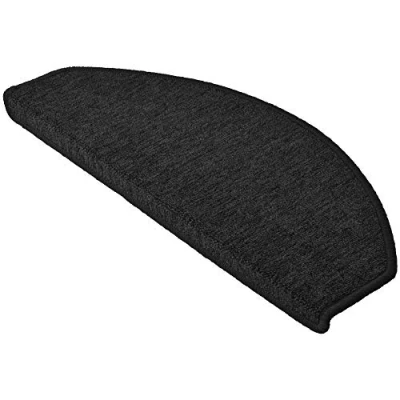 Imagen de Beautissu Set 15 Unidades Alfombras semicirculares ProStair Escalera 65x28 cm Ribeteado, Antideslizantes y Adhesivas para peldaños Antracita