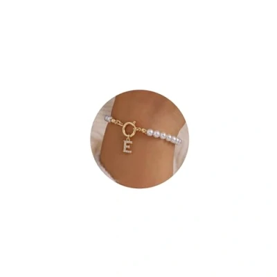 Imagen de TINGN pulsera de perlas para mujer y niña, regalo oro 18 quilates con letras circonita, abalorios, pulseras mujer, regalos personalizados mujeres, adolescentes